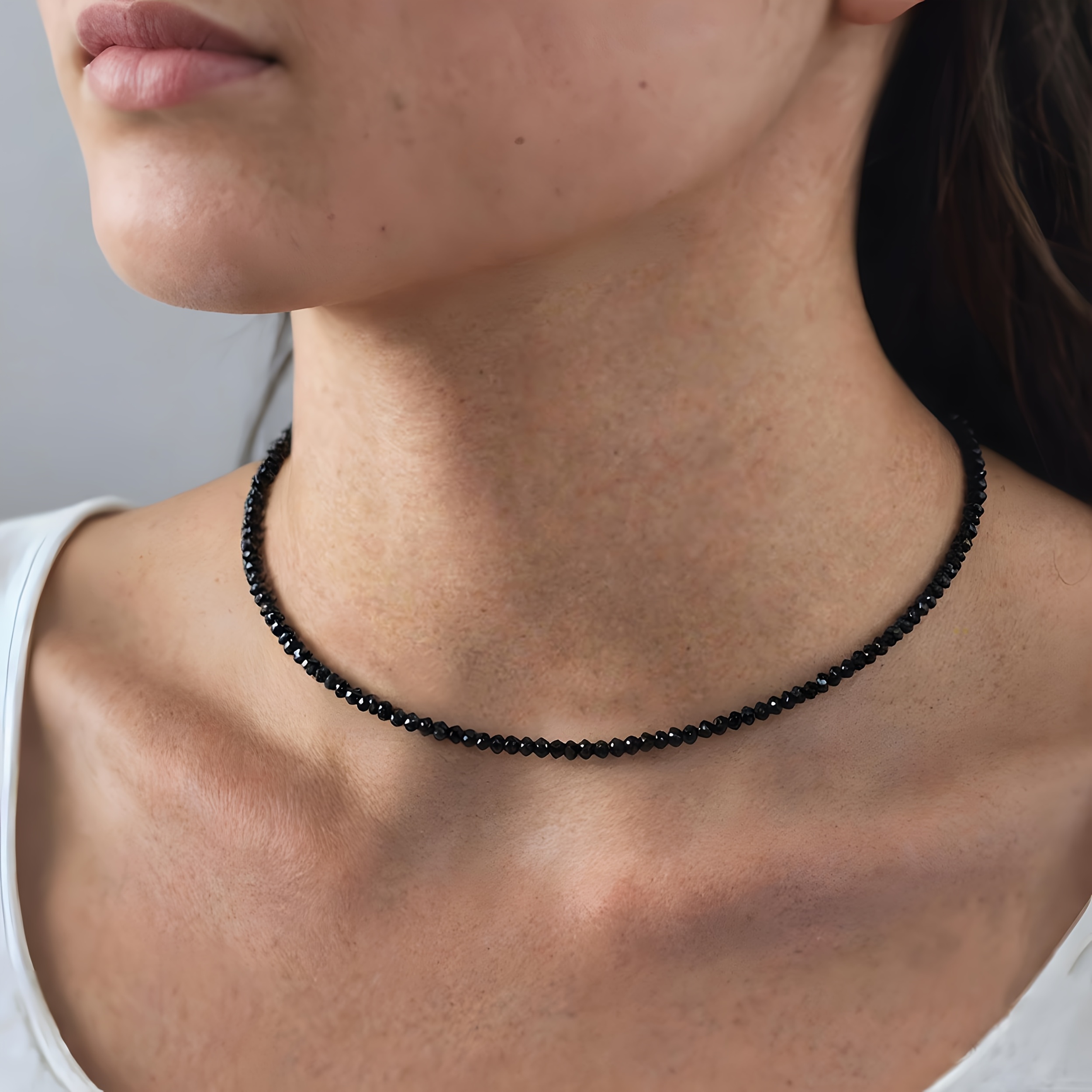 Minimalist Bead Short Necklace Sleek Matte Finish Delicate Chain